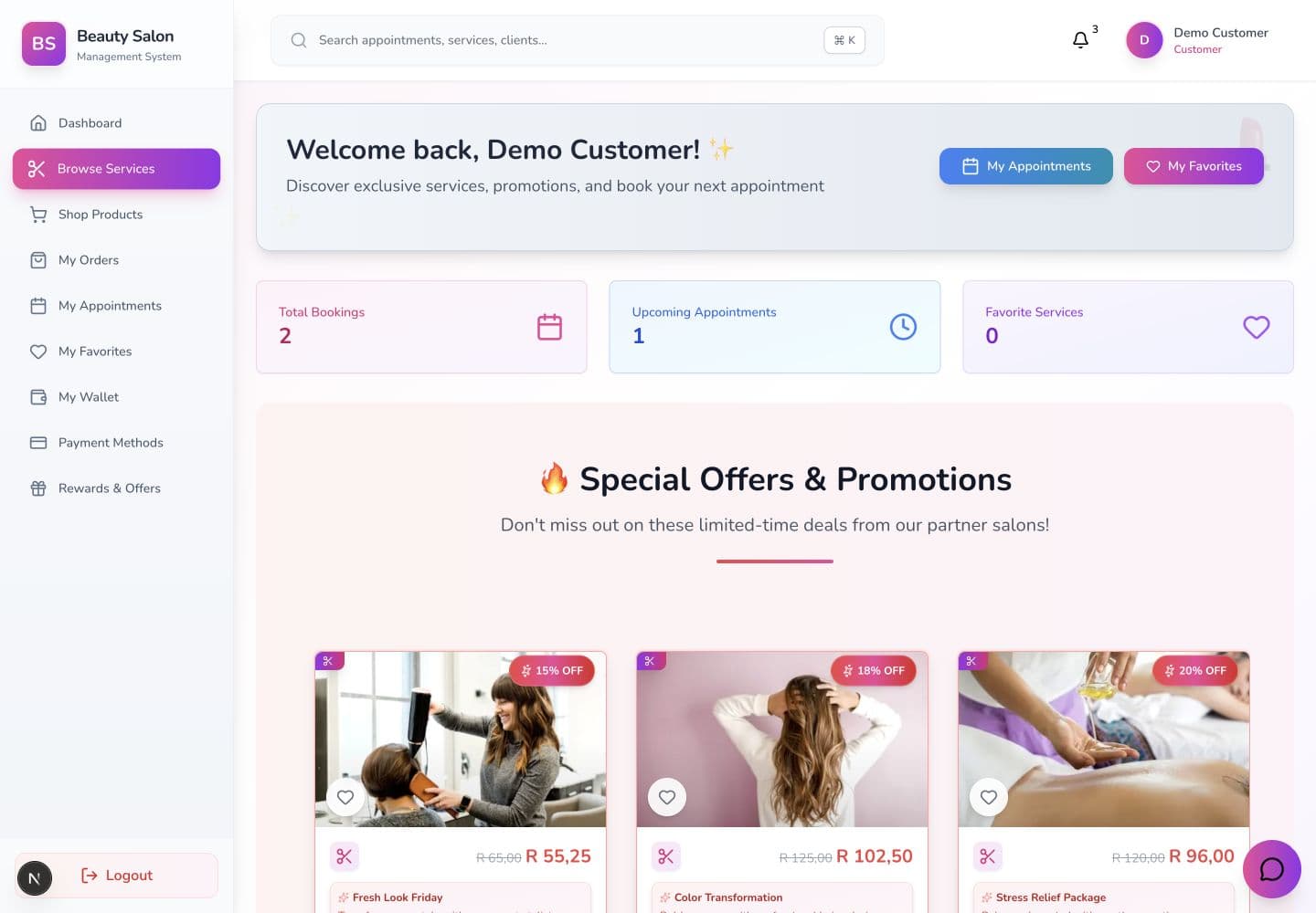 Beauty Salon Management Platform customer services marketplace